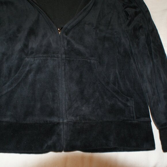Zippered Hoody Velviteen Black Jacket Size L by Whisper Me - Picture 8 of 14